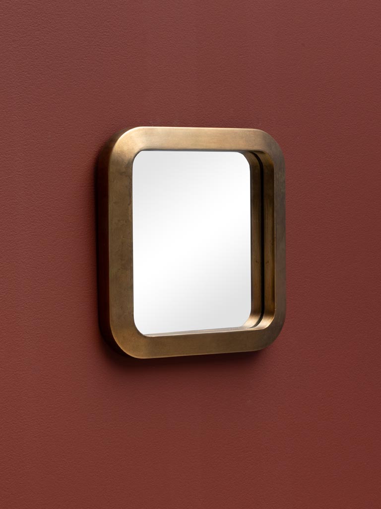 Miroir carré bord arrondis dorés - 3