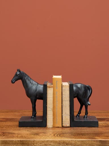 Black resin horse bookend
