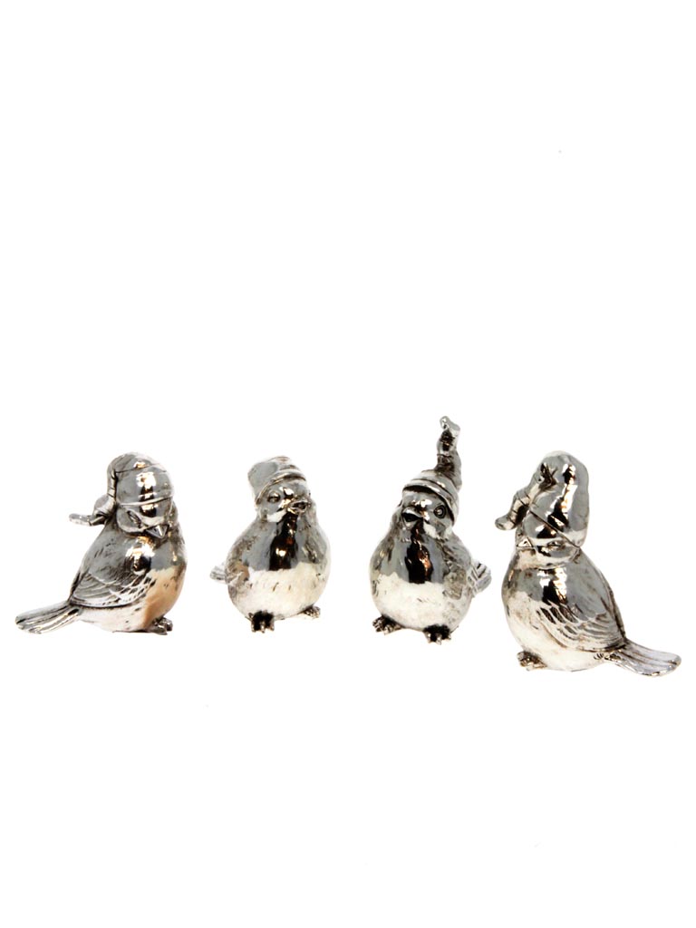 S/4 silver resin birds Nuitée - 3