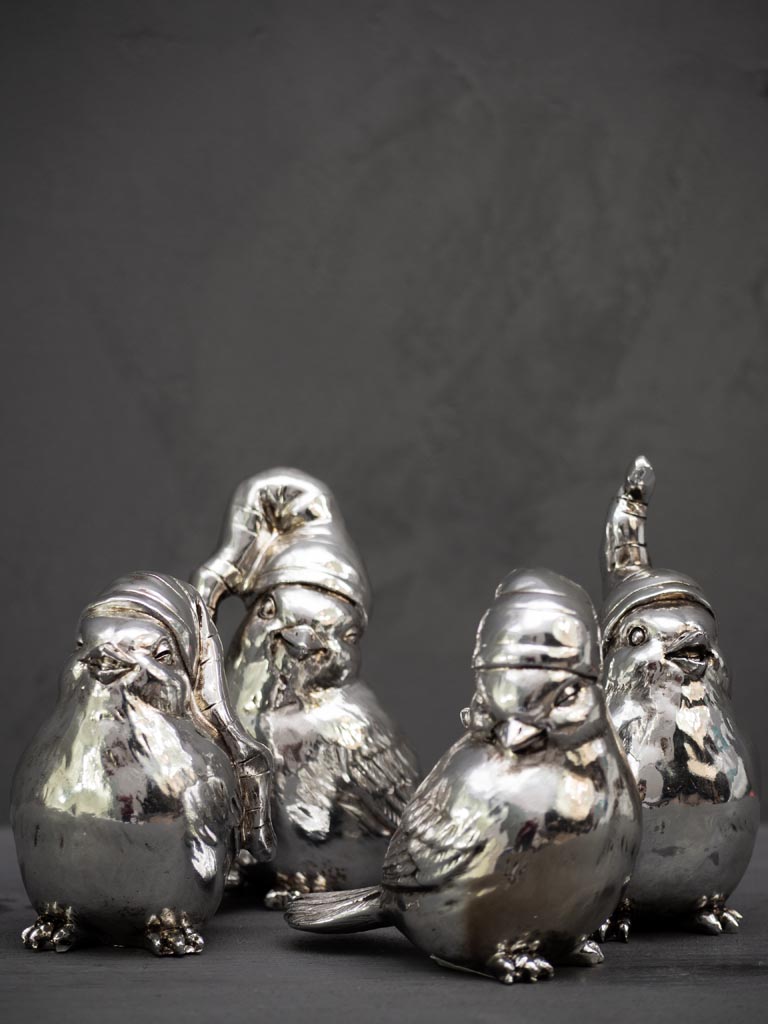 S/4 silver resin birds Nuitée - 1