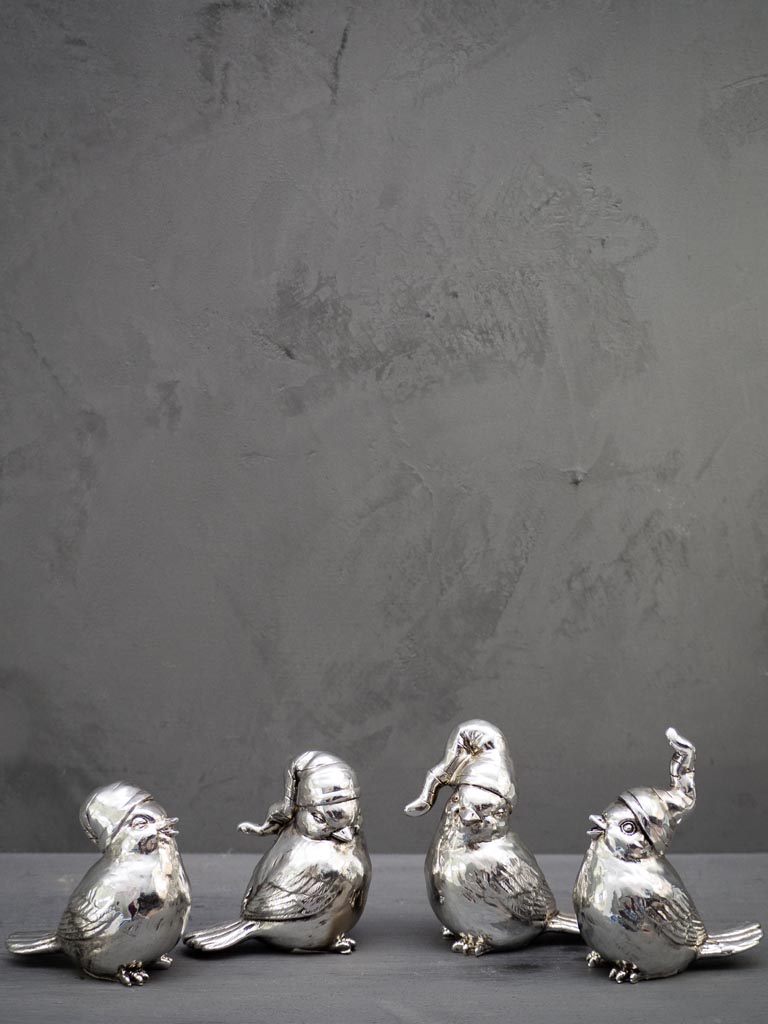 S/4 silver resin birds Nuitée - 4
