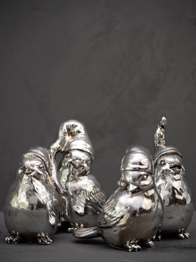 S/4 silver resin birds Nuitée