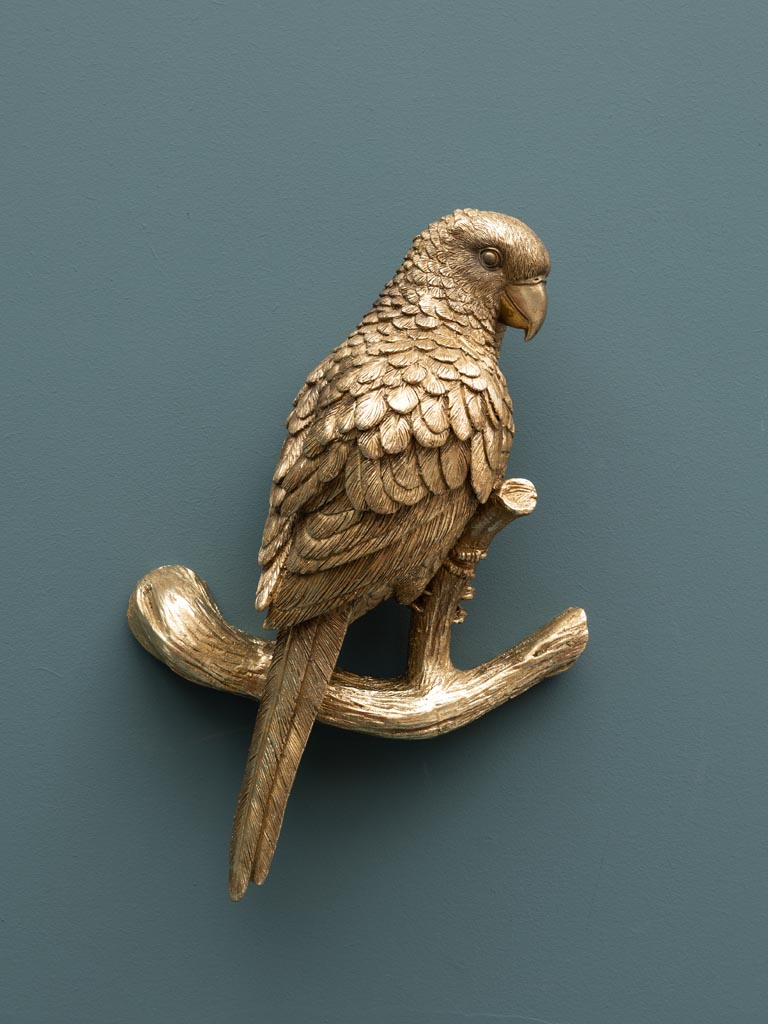 Wall decor golden parrot on branch - 1