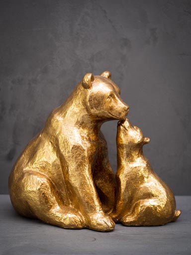 Resin bear kissing his mother