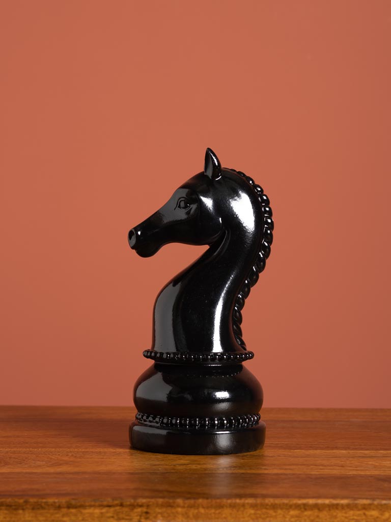Shiny black chess horse - 1