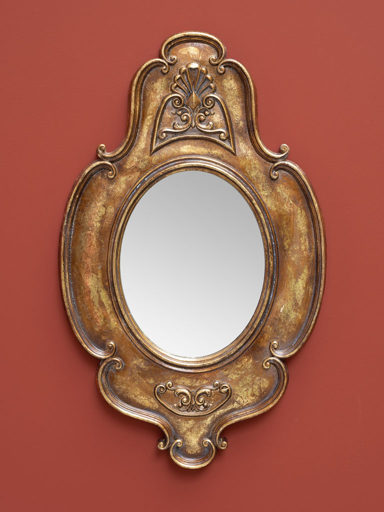 Miroir romantique vieil or résine - 1
