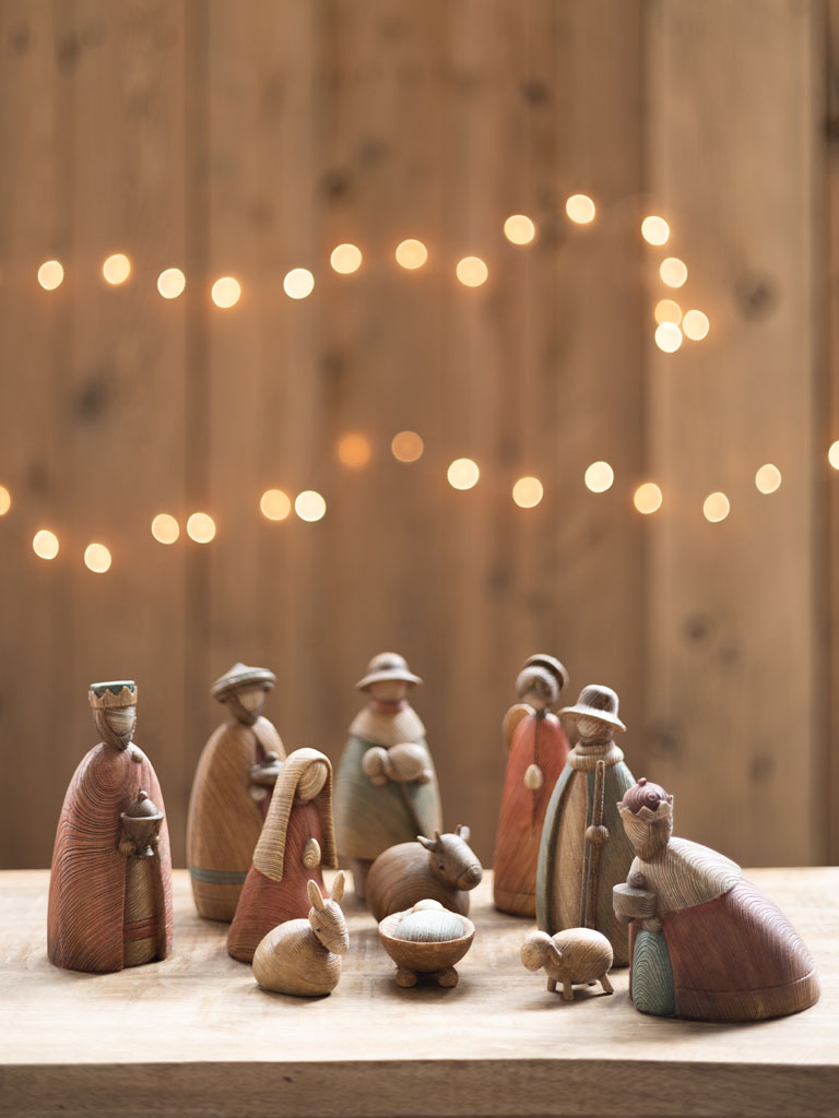 Nativity set in resin warm colors (11 pieces) - 1