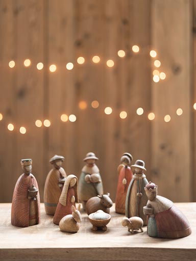 Crèche résine tons chauds (11 pièces)