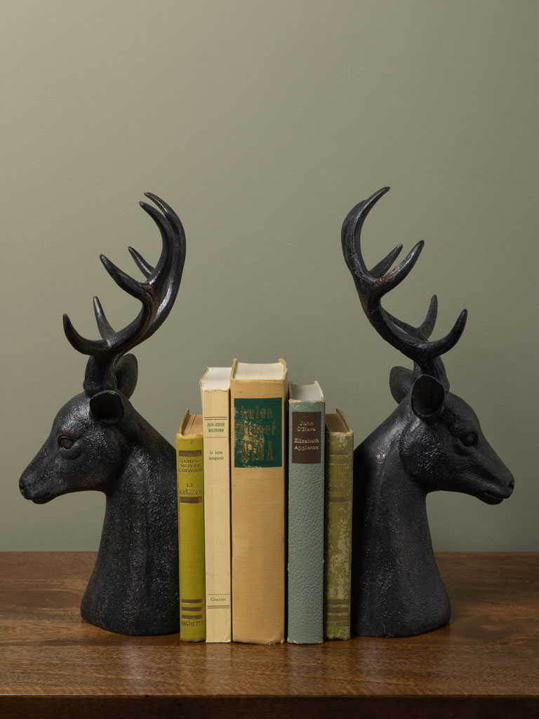 Bookends deer heads big antlers - 1