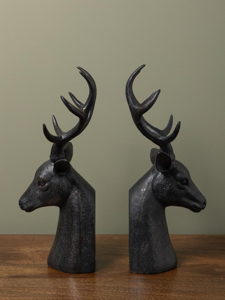 Bookends deer heads big antlers - 3