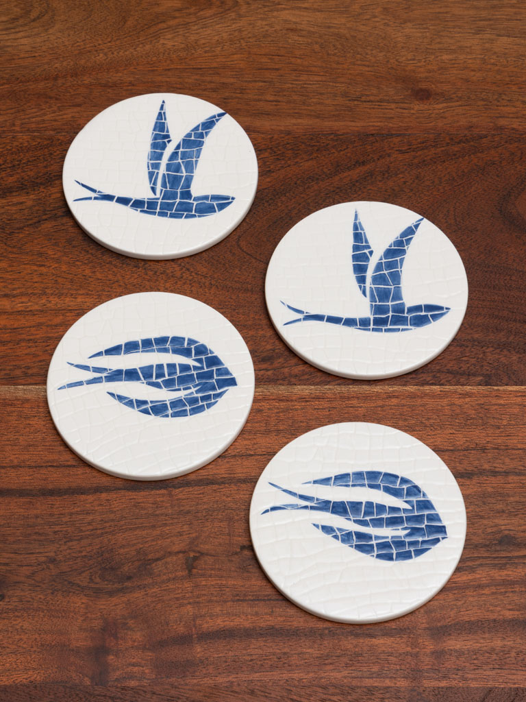 S/4 sous-verres oiseaux mosaïque - 1