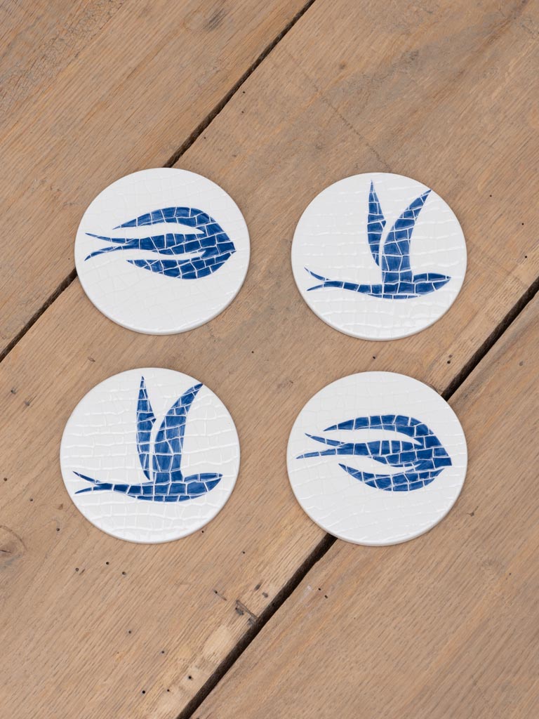 S/4 sous-verres oiseaux mosaïque - 3