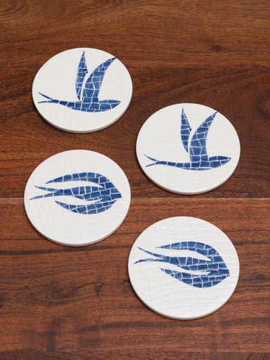 S/4 sous-verres oiseaux mosaïque