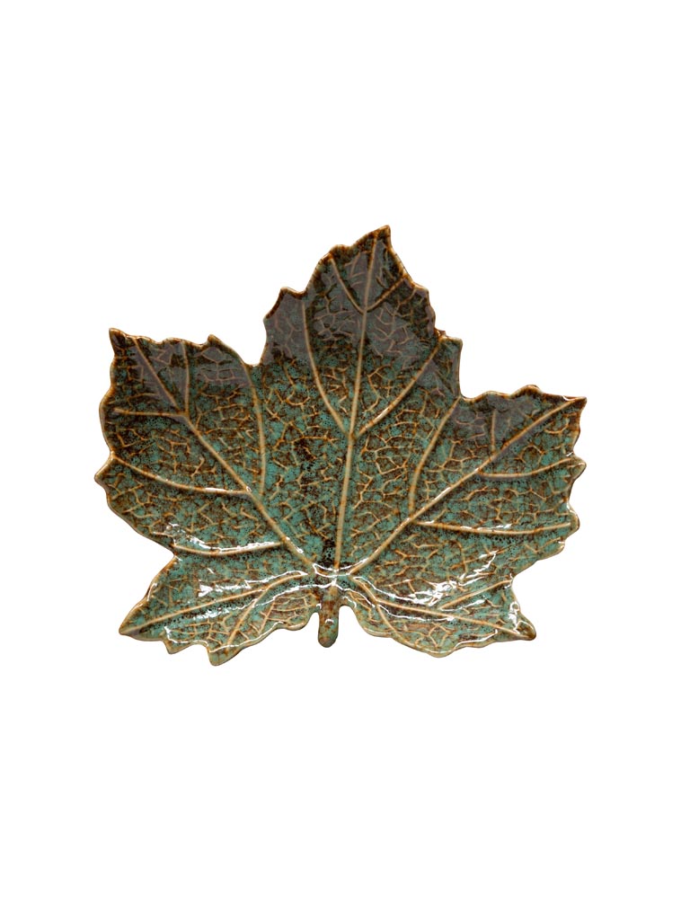 Green leaf dish in ceramic - 2