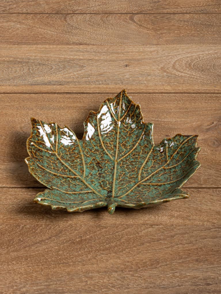 Green leaf dish in ceramic - 3