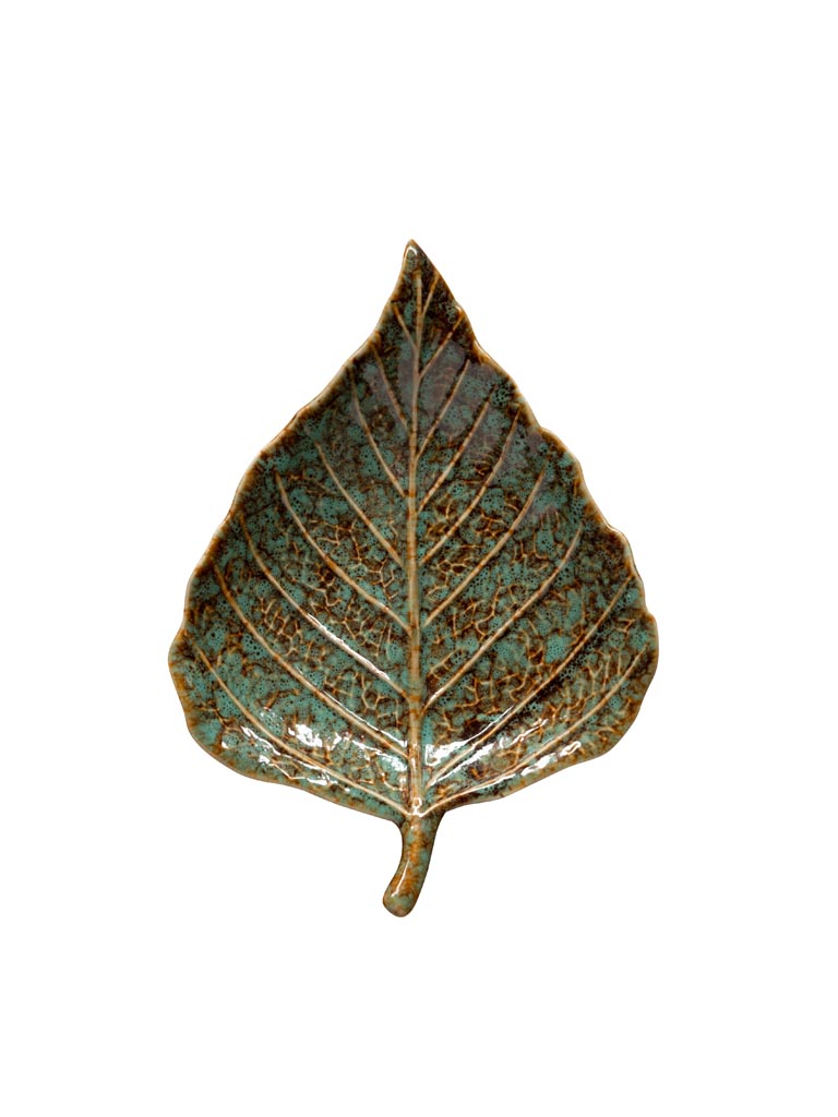 Small green leaf dish in ceramic - 2