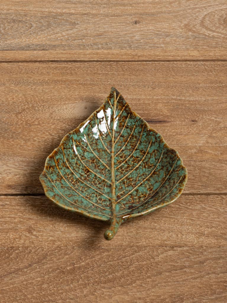 Small green leaf dish in ceramic - 3