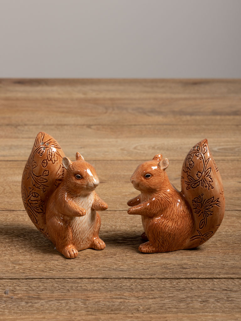 S/2 salt & pepper squirrels flowery tail - 1