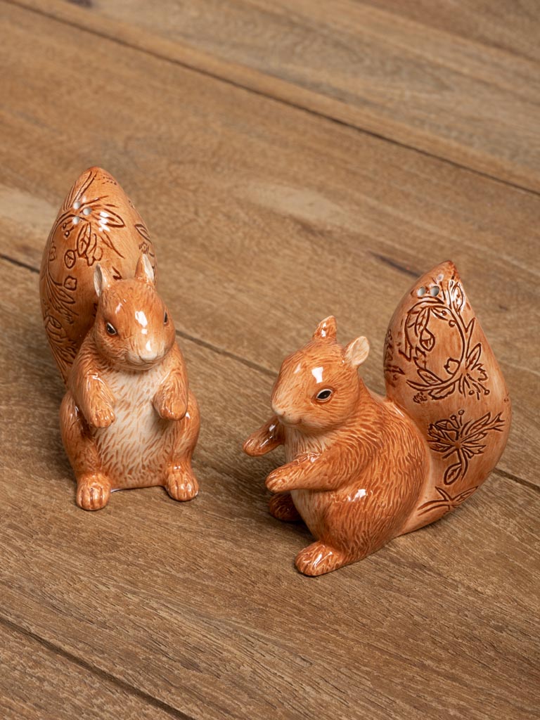 S/2 salt & pepper squirrels flowery tail - 2