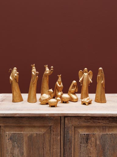 Crèche dorée (11 pièces)