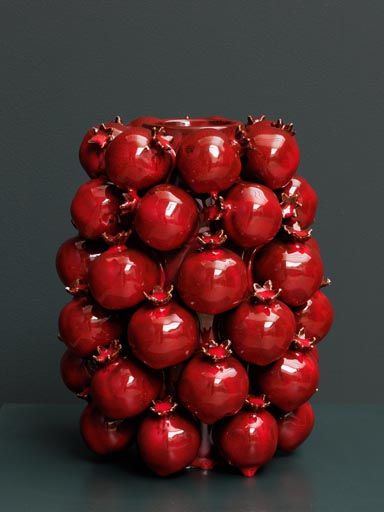 High vase farandole of pomegranates