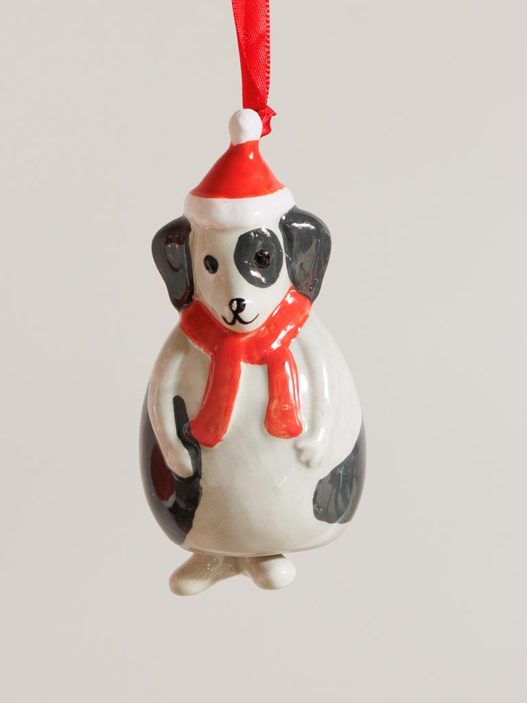 S/2 hanging Xmas bells Santa Claus & dog - 4