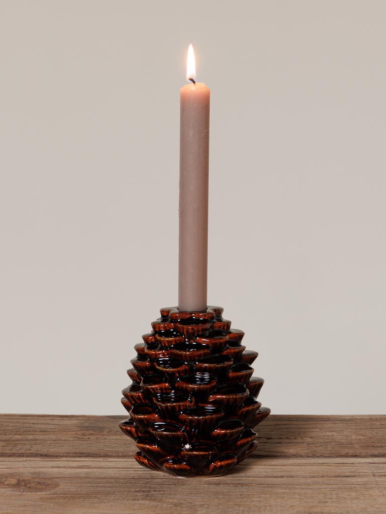 Stoneware Pinecone candlestick - 1