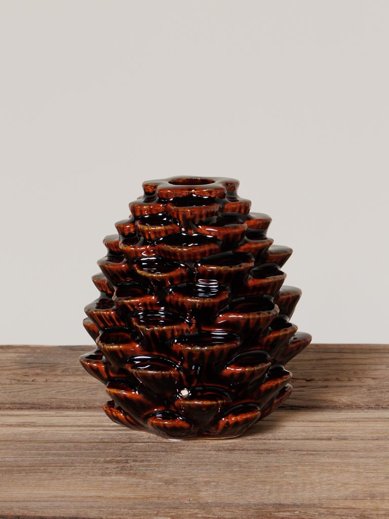 Stoneware Pinecone candlestick - 3