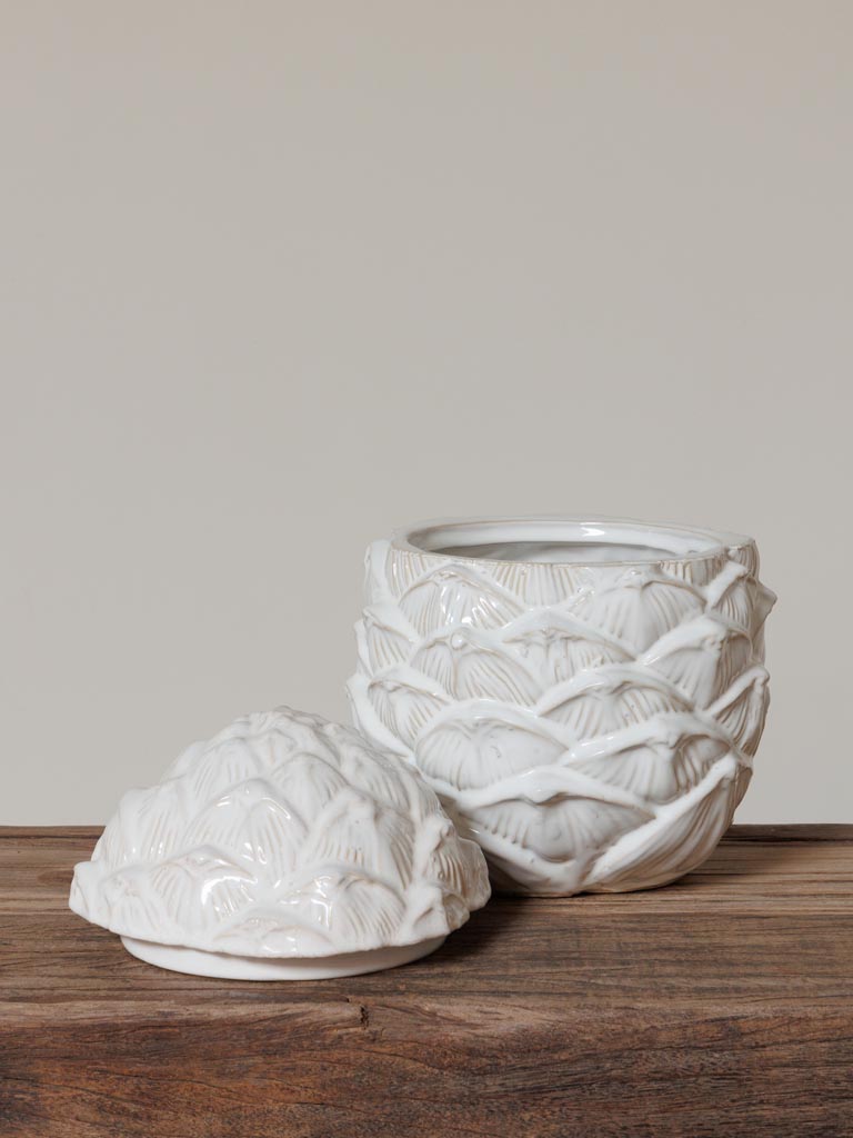 Large white stoneware pincone box - 3
