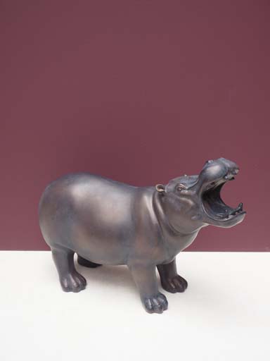 Resin hippopotamus bronze patina