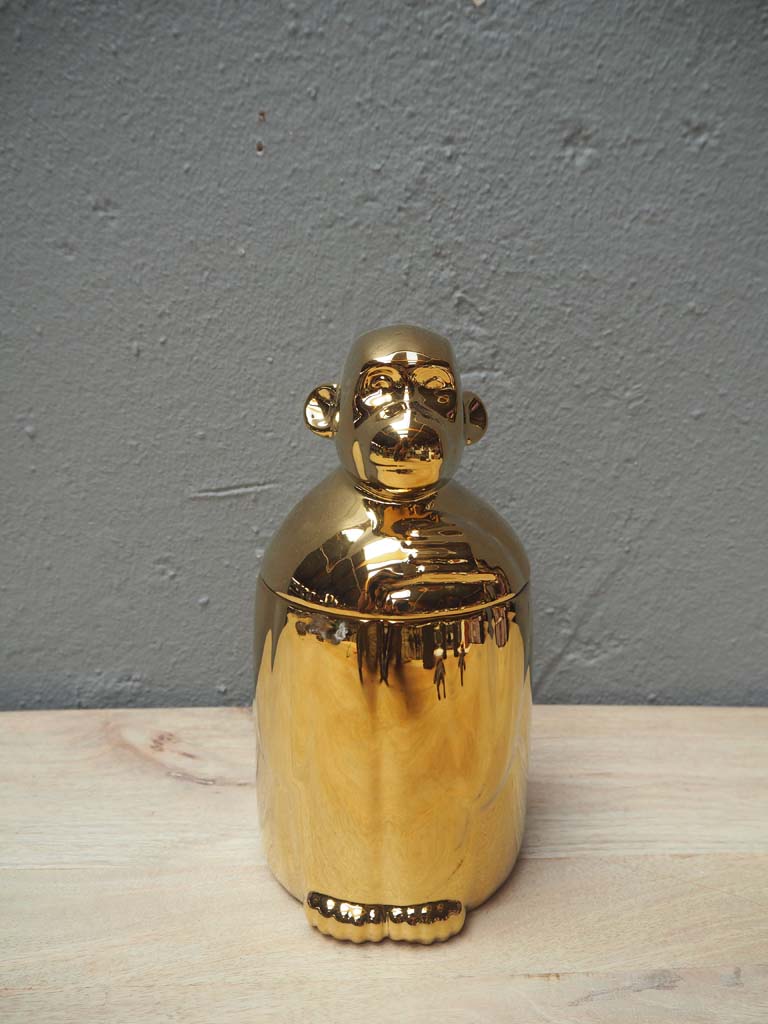 Golden ceramic box Monkey bling - 1