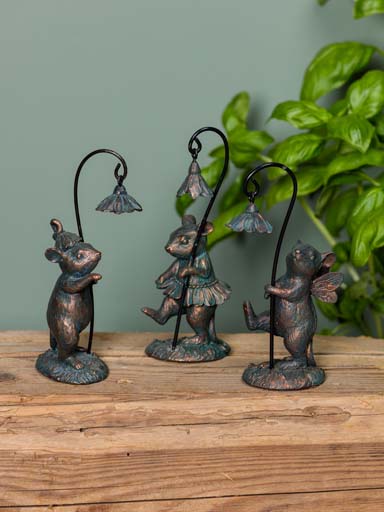 S/3 petites souris fleuries