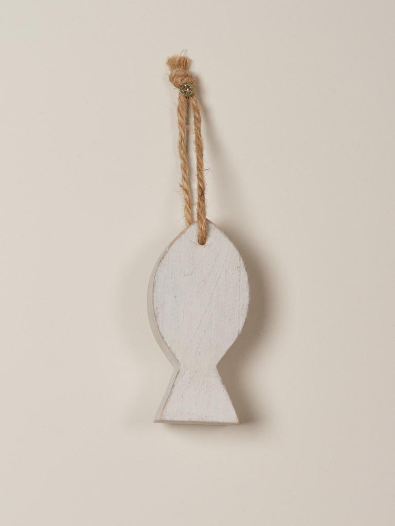 Hanging white wooden fish - 1