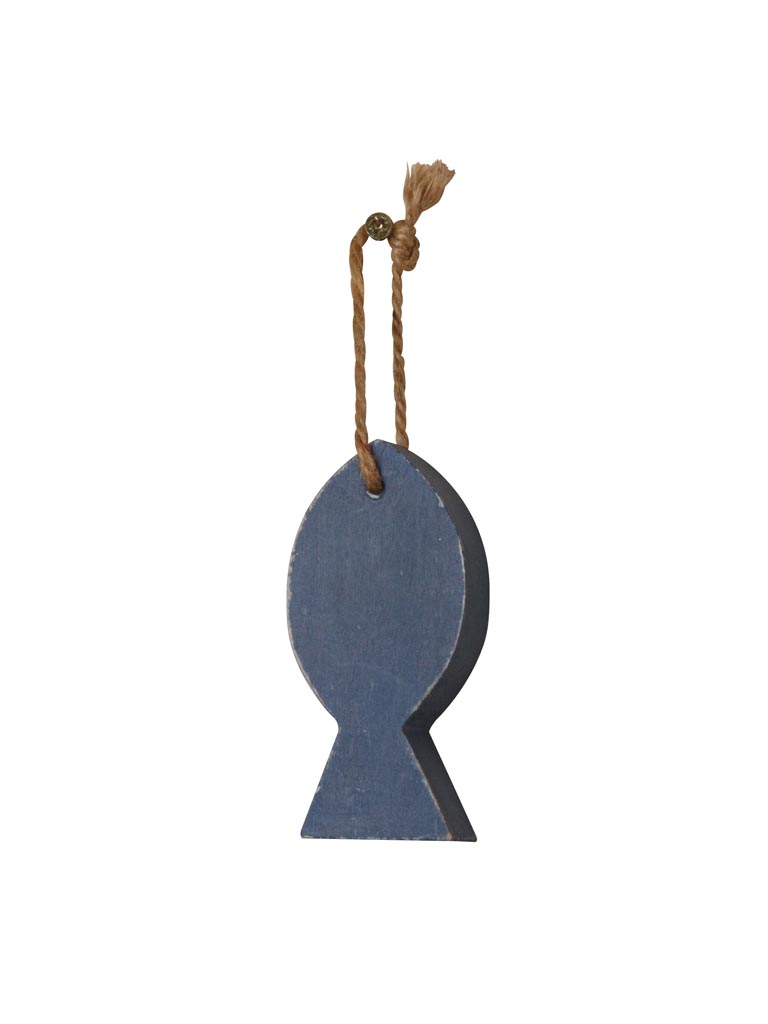 Hanging blue wooden fish - 2