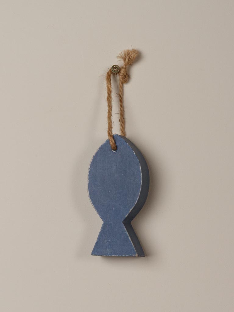 Hanging blue wooden fish - 1