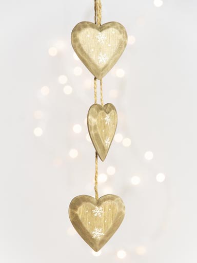 Bunch of 3 wooden engraved hearts