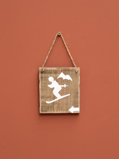 Wooden ski sign direction