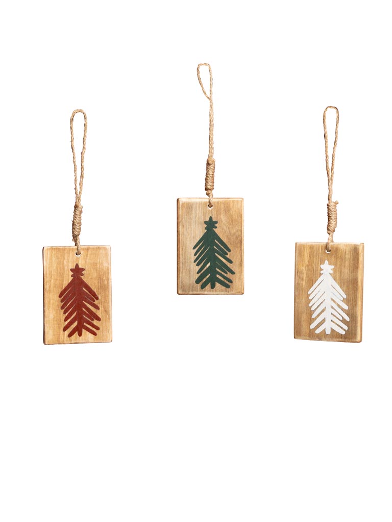 S/3 suspensions en bois sapin rouge, vert et blanc - 2