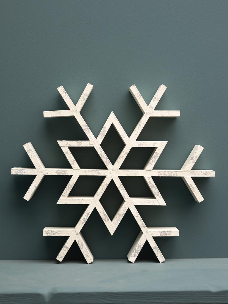 Large wooden snowflake silver strokes - 1