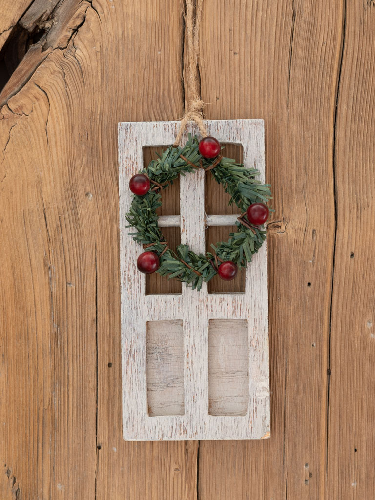 Porte blanche et couronne de Noël - 1