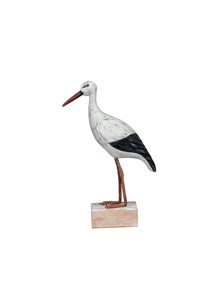 Wooden standing stork on base - 2