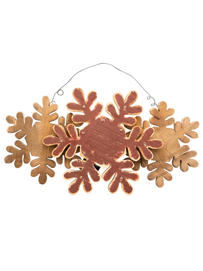 Wood snowflake wall decor with Led lights - 2