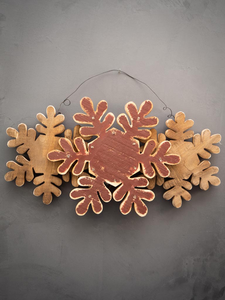 Wood snowflake wall decor with Led lights - 1