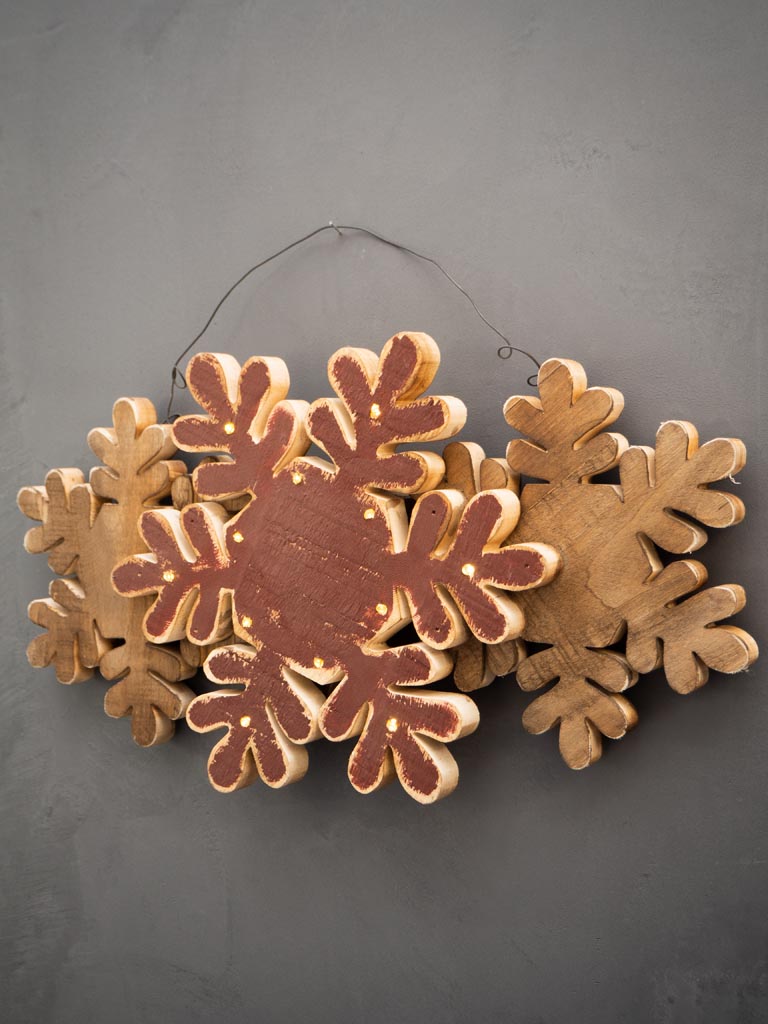 Wood snowflake wall decor with Led lights - 3