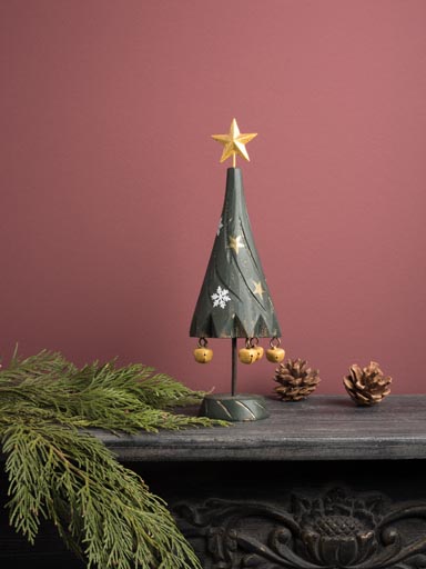 Wooden xmas tree with golden bells