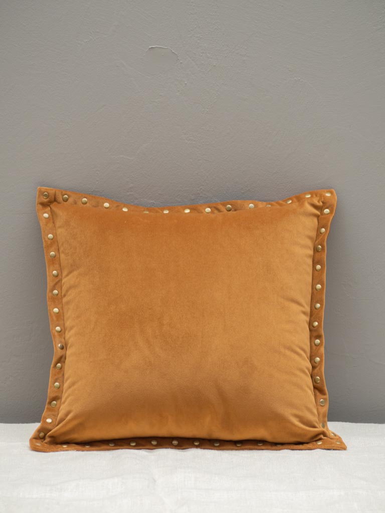 Brown cushion with golden studs - 1