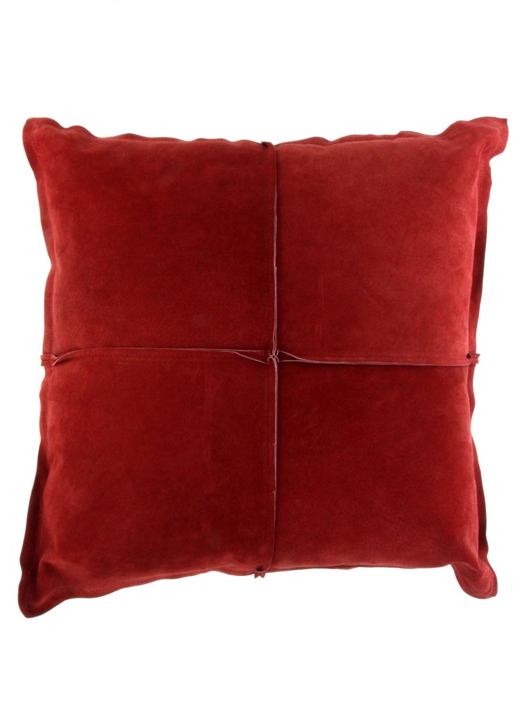 Burgundy leather cushion - 2