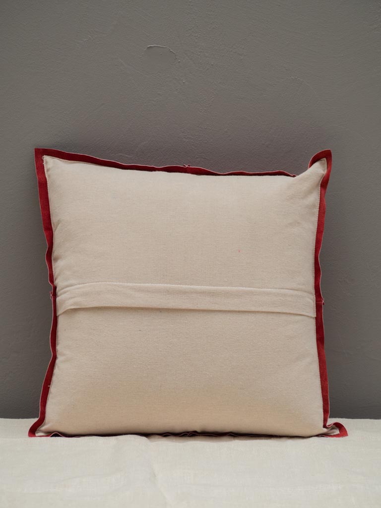 Burgundy leather cushion - 3