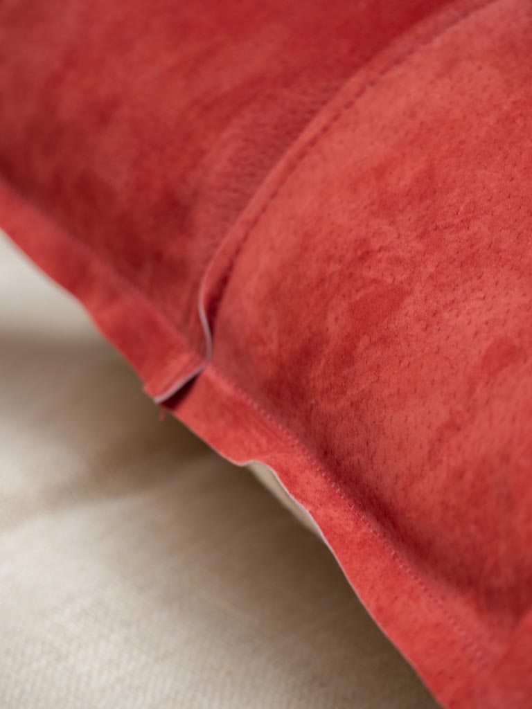 Burgundy leather cushion - 4