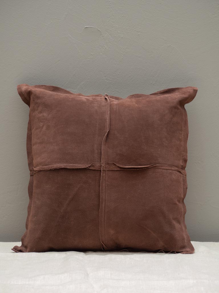 Coussin cuir brun - 1